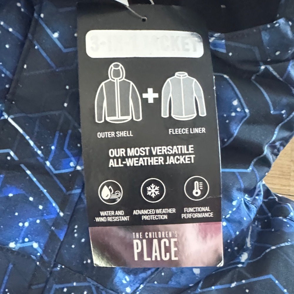 Children’s Place Boys Galaxy Print Hooded Winter Coat M 7/8 - Picture 4 of 7